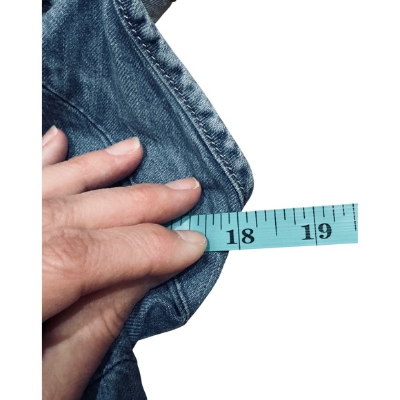 Free People Denim Halter Jumpsuit Blue Wide Leg Open Back Boho Womens Large - Picture 5 of 7